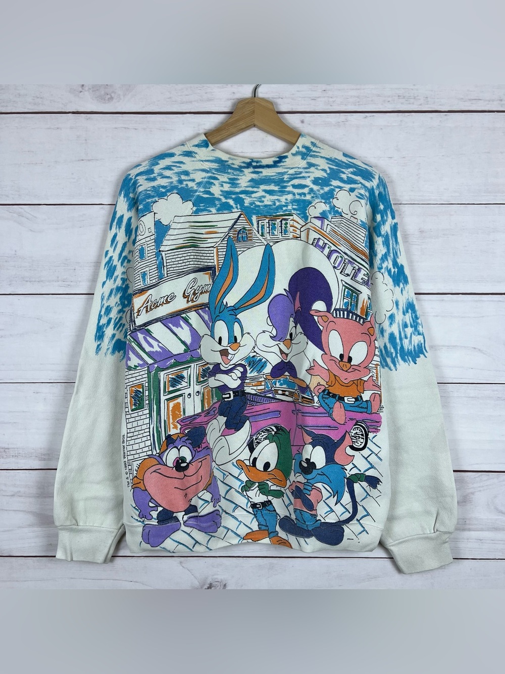 Vintage 1993 Tiny Toons Street Smart Sweatshirt Mens Size Medium Warner Bros AOP